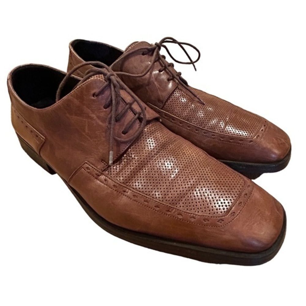 Vintage Mezlan Women's Oxford Leather Brown Square Toe Shoe Size 11